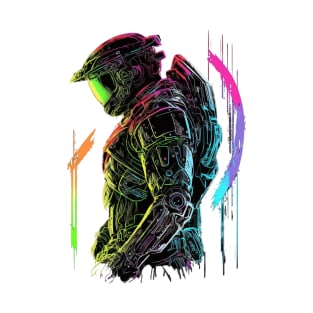 Halo Master Chief Neon Design - Original Artwork T-Shirt