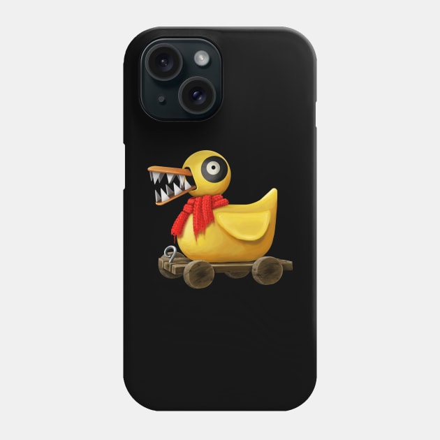 Evil Wooden Duck Toy with Scarf Phone Case by Kylie Paul