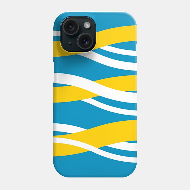 Yellow, White, Turquoise Interlocking Waves Phone Case by PSCSCo