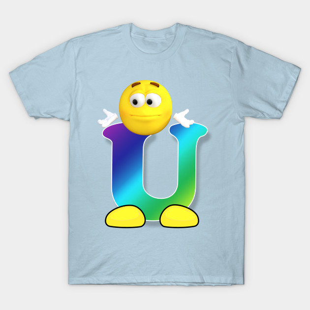 Discover Letter U Alphabet Smiley Monogram Face Emoji Shirt for Men Women Kids - Not Me - T-Shirt