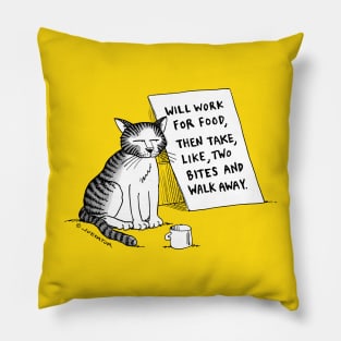 Cat Will Work For Food Pillow