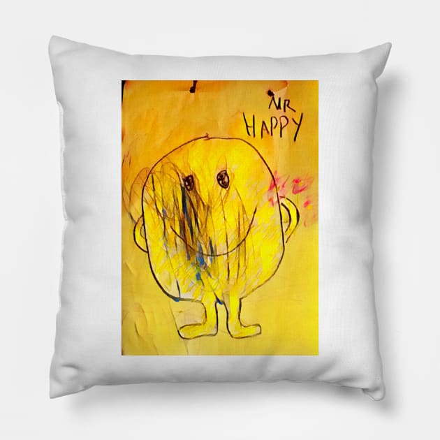 Mr  Happy Pillow by Tovers