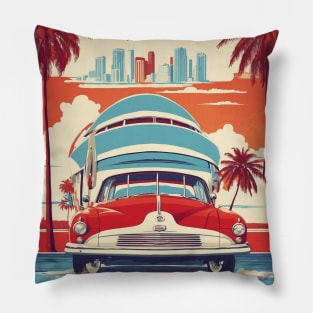 Miami United States of America Tourism Vintage Poster Pillow