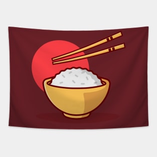 Japanese Rice Bowl with Chopsticks Tapestry