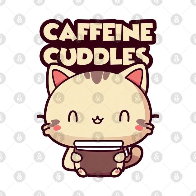 Caffeine & Cuddles - Cat Drinking Coffee by Patternora