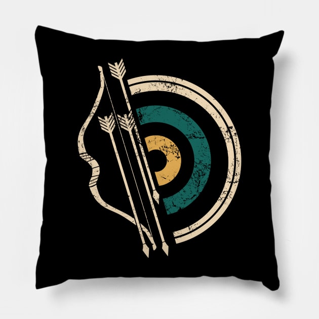 Archery Vibes | Retro Vintage Bow and Arrow Pillow by Malinda