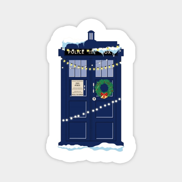 Christmas Doctor Who Police Box Tardis Magnet by larsbeelzebubart