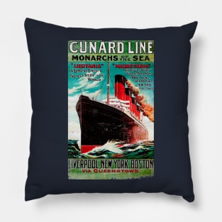 Poster Retro Ship Vintage Cruise Vessel Pillow
