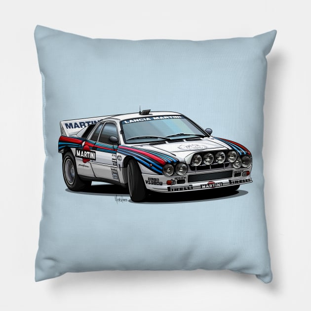 Lancia 037 Group B Pillow by Mario Ramos Rally Art