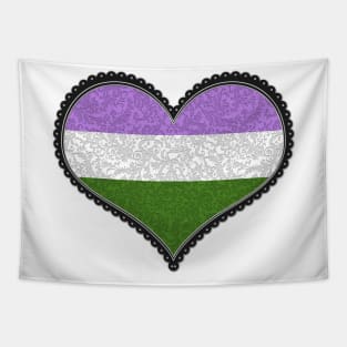 Elegant Genderqueer Pride Decorative Heart in Pride Flag Colors Tapestry