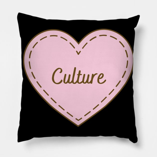 I Love Culture Simple Heart Design Pillow by Word Minimalism