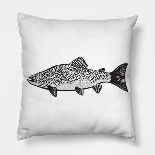 Brown Trout - hand drawn fish design Pillow