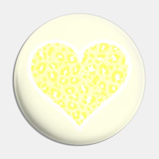 Yellow and White Leopard Print Heart Pin