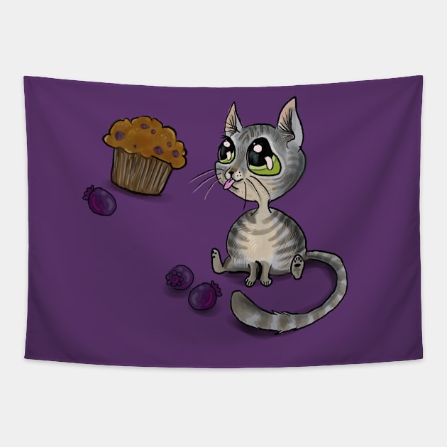 Blueberry Muffin Bloop Kitty Tapestry by Shadowind