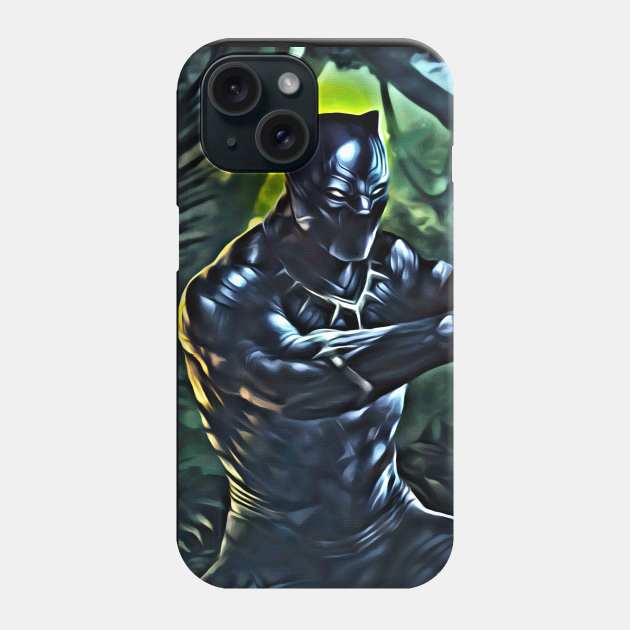 Black Panther Jungle Pose Phone Case by EvoComicsInc