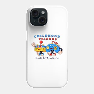 Childhood friends, two joystick mascots walk together Phone Case