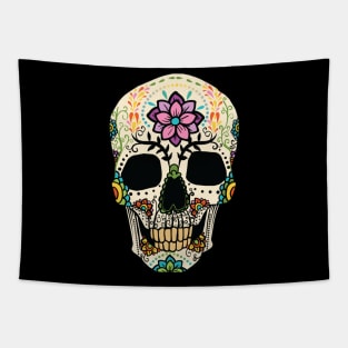 Sugar Skull with Flowers Tapestry