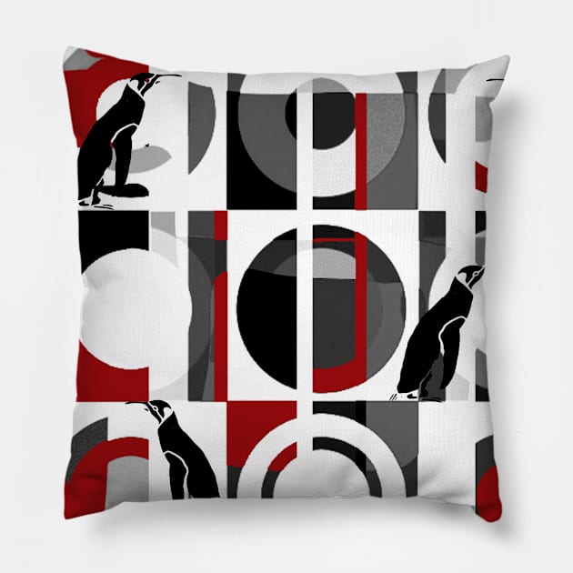 Modern Art Penguins Pillow by JenStedman73