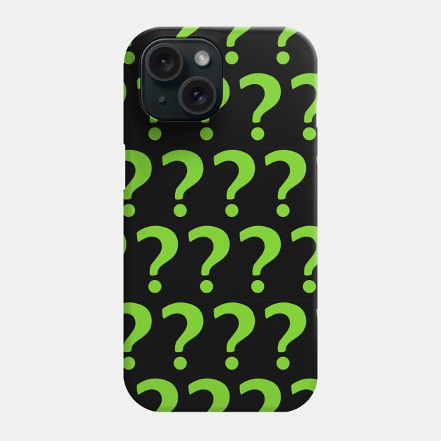 Green Question Marks Enigma pattern Phone Case by XOOXOO