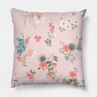 Flowers on pink background Pillow