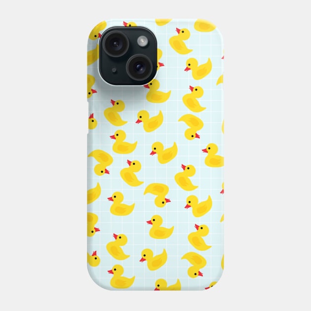 Cute Rubber Duck on Blue Background Phone Case by kapotka