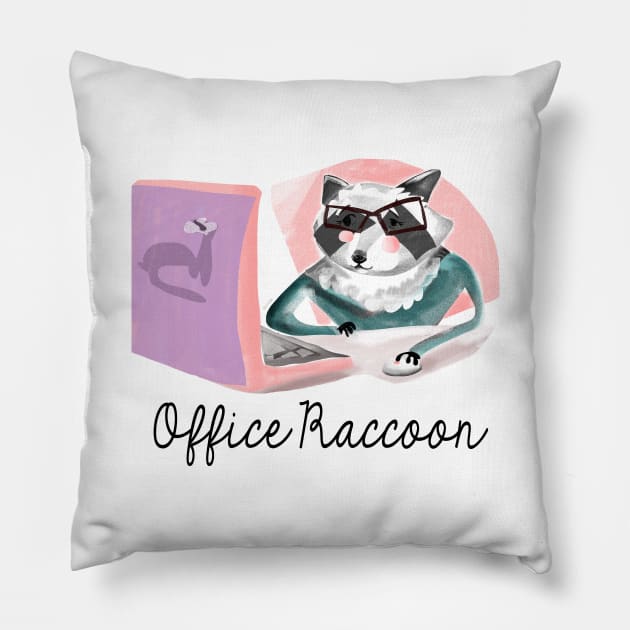 Office Raccoon Pillow by belettelepink