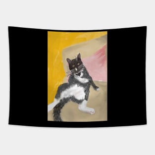 Tuxedo Cat Chilling on a Sofa Tapestry