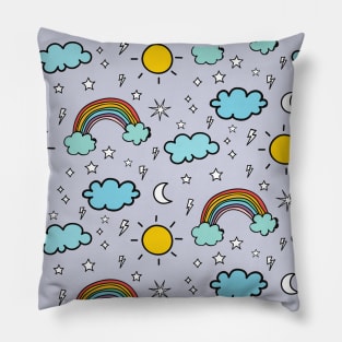 Rainbow and Cloud Funny summer Pattern Pillow