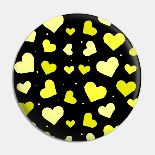 Yellow Tones Hearts on Black Background Seamless Pattern Pin