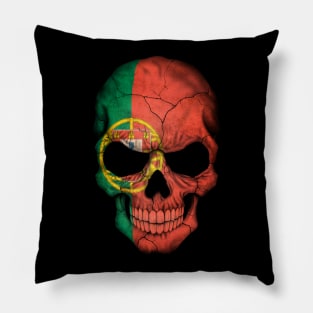 Portuguese Flag Skull Pillow