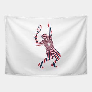 US Open Tennis USA Flag Silhouette Tapestry