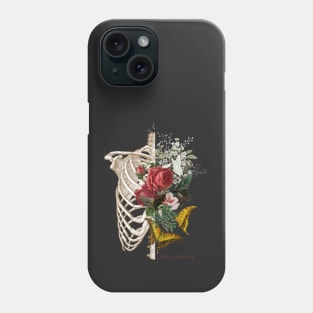 Love Yourself Affirmation with skeleton and florals Phone Case