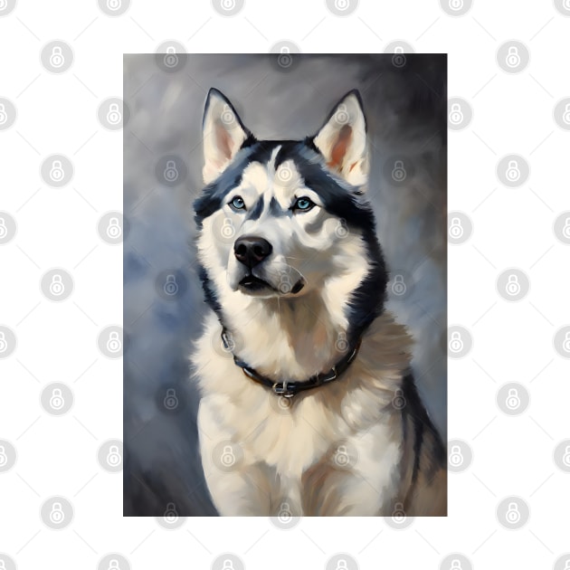 Siberian Husky Dog Breed Oil Painting by Art-Jiyuu