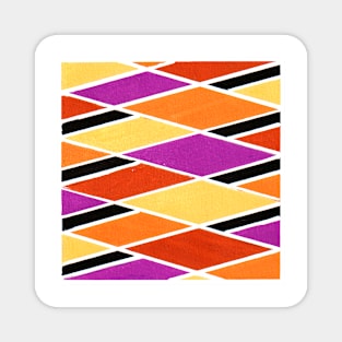 Inverted Purple Orange Yellow Geometric Abstract Acrylic Painting Magnet
