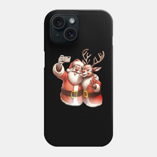 Santa and Reindeer Selfie Phone Case by WorldByFlower