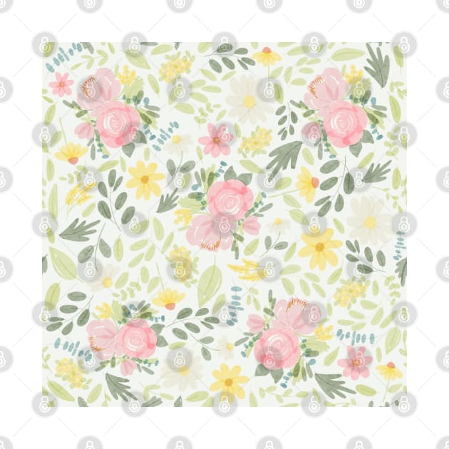 Cute dainty modern watercolor floral pattern by Harpleydesign