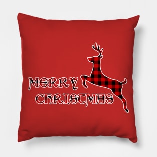 Christmas Deer - Lumberjack Tartan Pattern Pillow