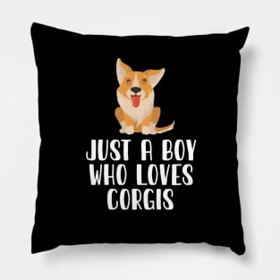 Just A Boy Who Loves Corgis Pillow