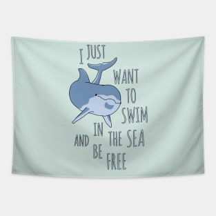 I Just Want to Swim in the Sea and be Free - Dolphin Tapestry