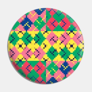 Colorful Pixelated Checkered Design Pin