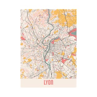 Lyon - France Chalk City Map T-Shirt