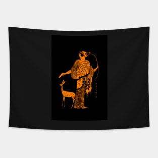 Artemis red figure ancient Greek design Tapestry