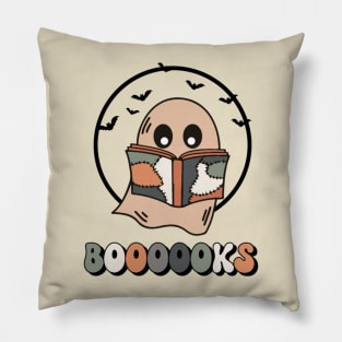 Booooks Halloween Ghost Boo Book Reader Librarian Costume Pillow