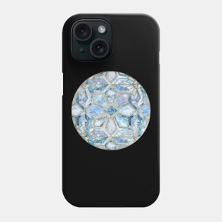 Geometric Gilded Stone Tiles in Soft Blues Phone Case