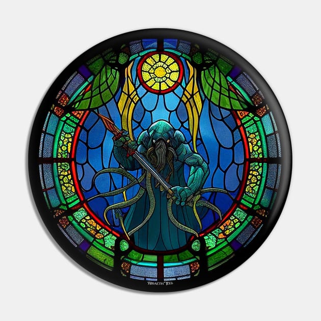 Cthulhu in Stained Glass Pin by Hiraeth Tees