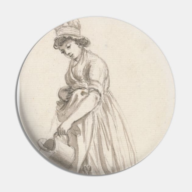 A Girl with a Watering Can facing left- Sarah Hough, Mrs. T.P. Sandby's Nursery Maid by Paul Sandby Pin by Classic Art Stall