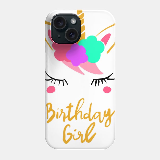 Birthday Girl Unicorn Phone Case by spacemedia