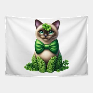 Clover Burmese Cat St Patricks Day Tapestry