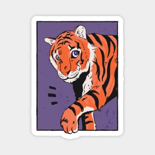 Cute Tiger Cub Vintage Illustration Magnet