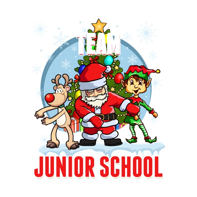 Team Junior School Santa Elf Reindeer Flossing Kid Christmas by johnbbmerch